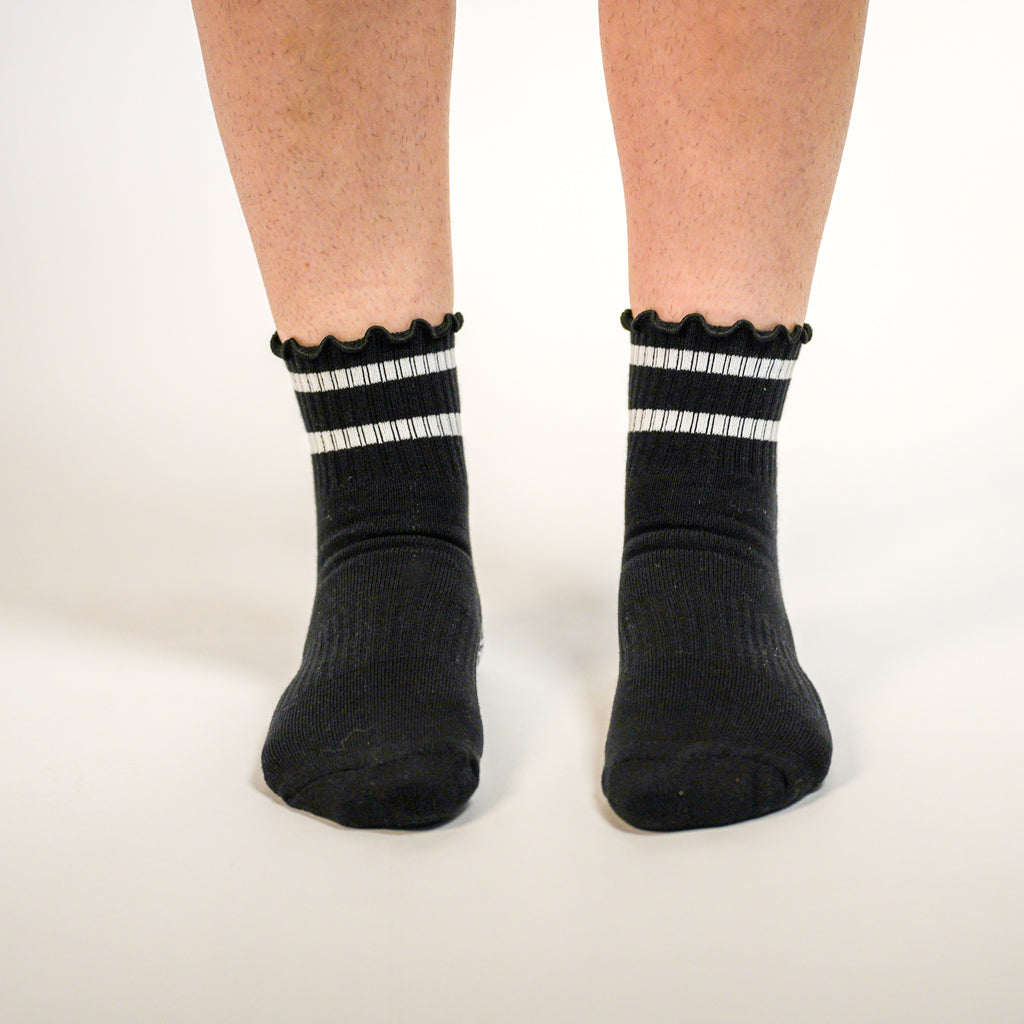 Ruffles have more fun Black Grip Socks