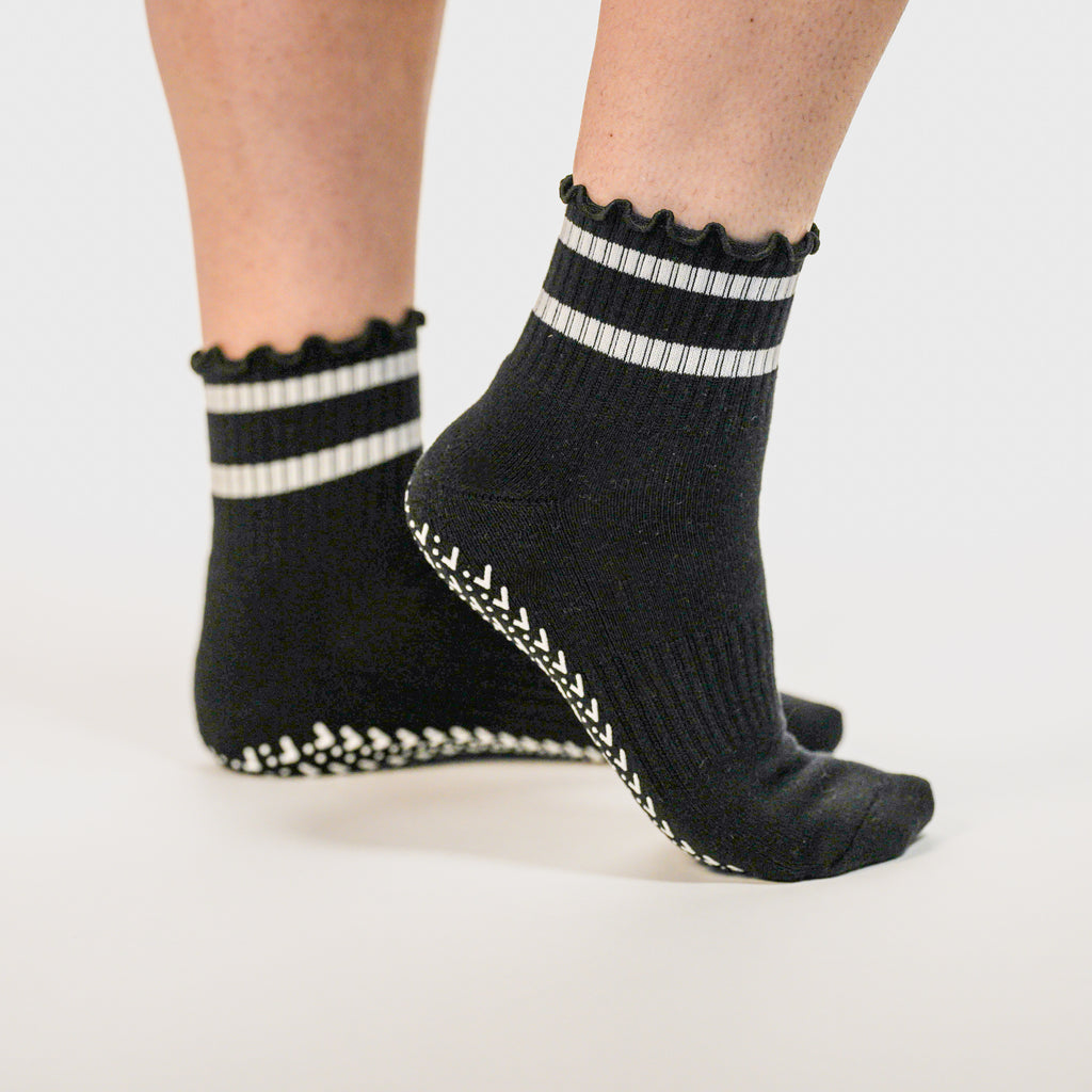 Ruffles have more fun Black Grip Socks