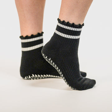 Ruffles Have More Fun Black Grip Socks
