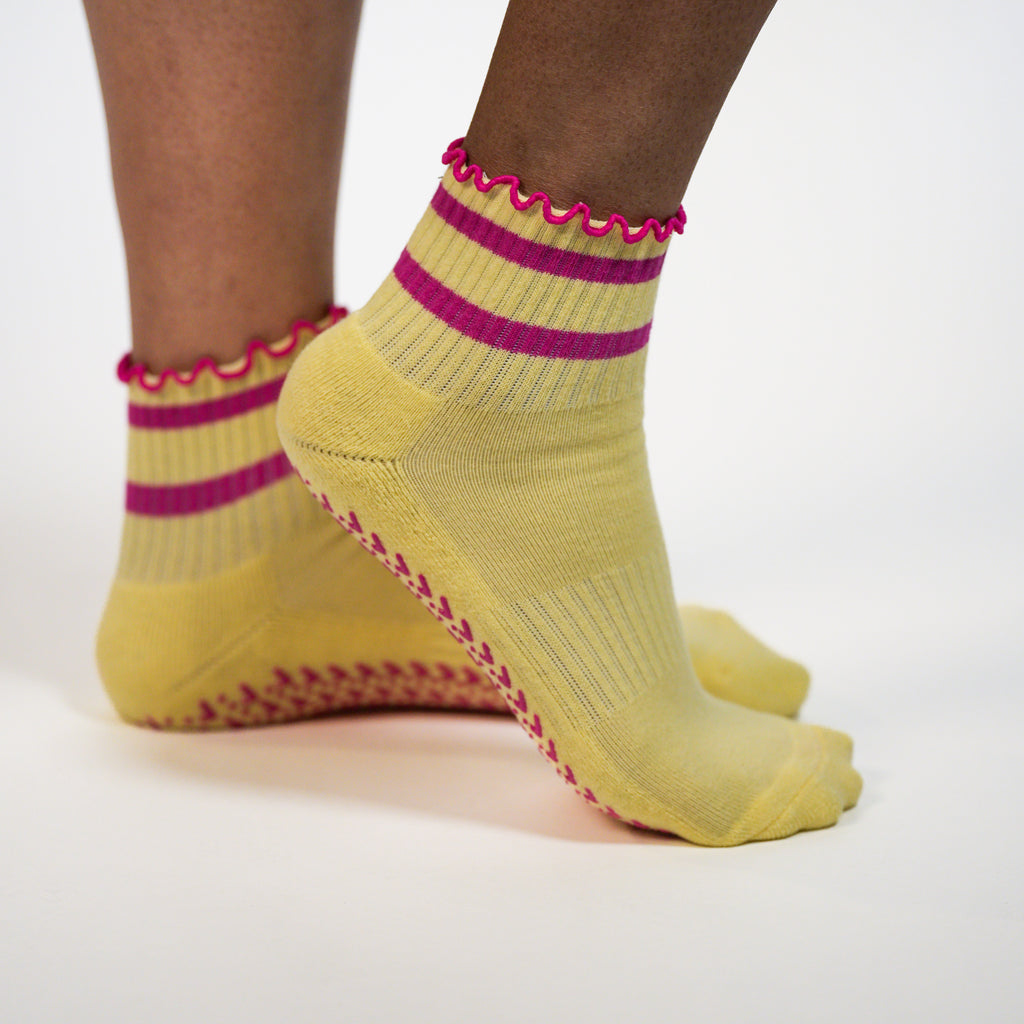 Ruffles have more fun Yellow Grip Socks