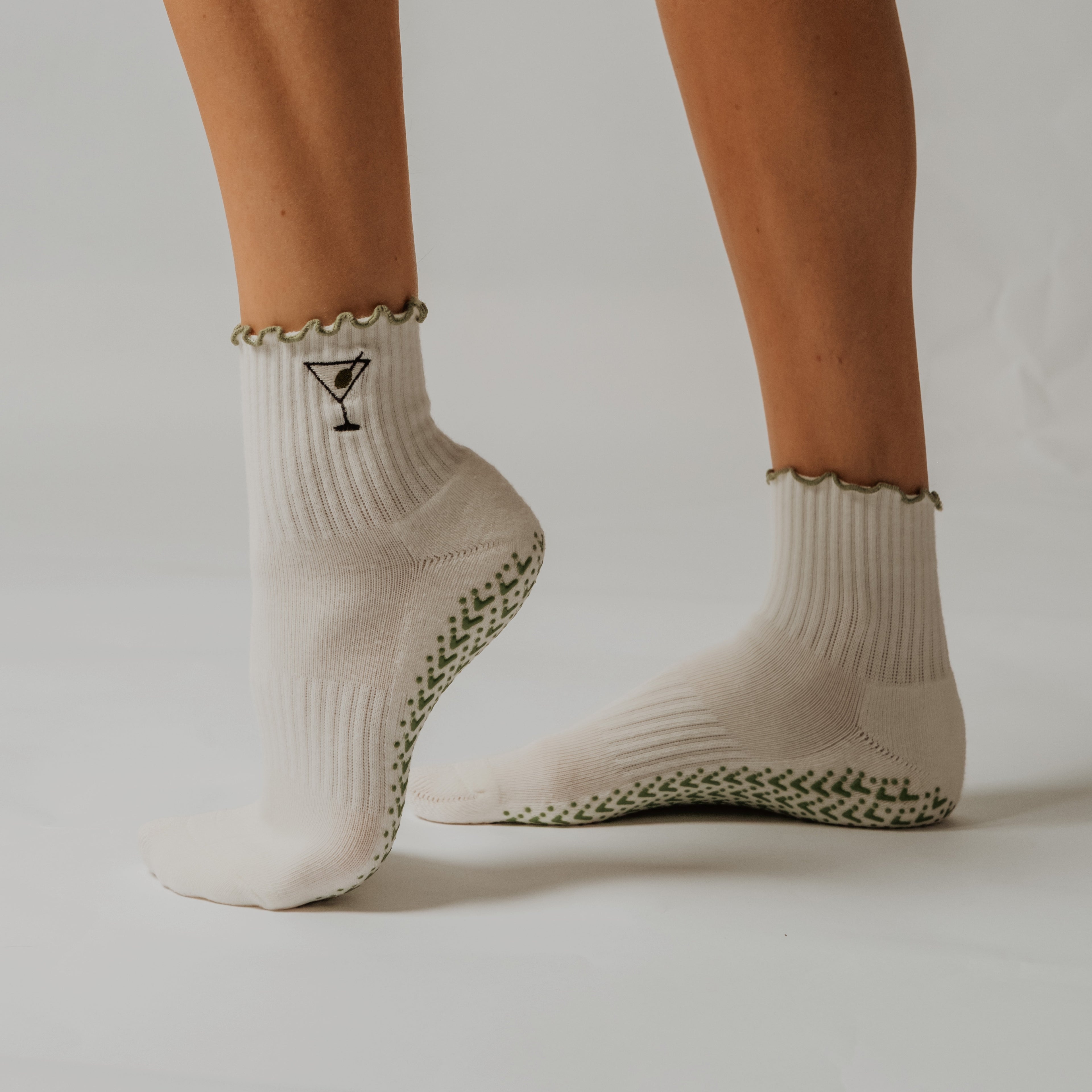 Happy Hour Hustle grip socks by PikeFit, non-slip socks for Pilates, barre and yoga
