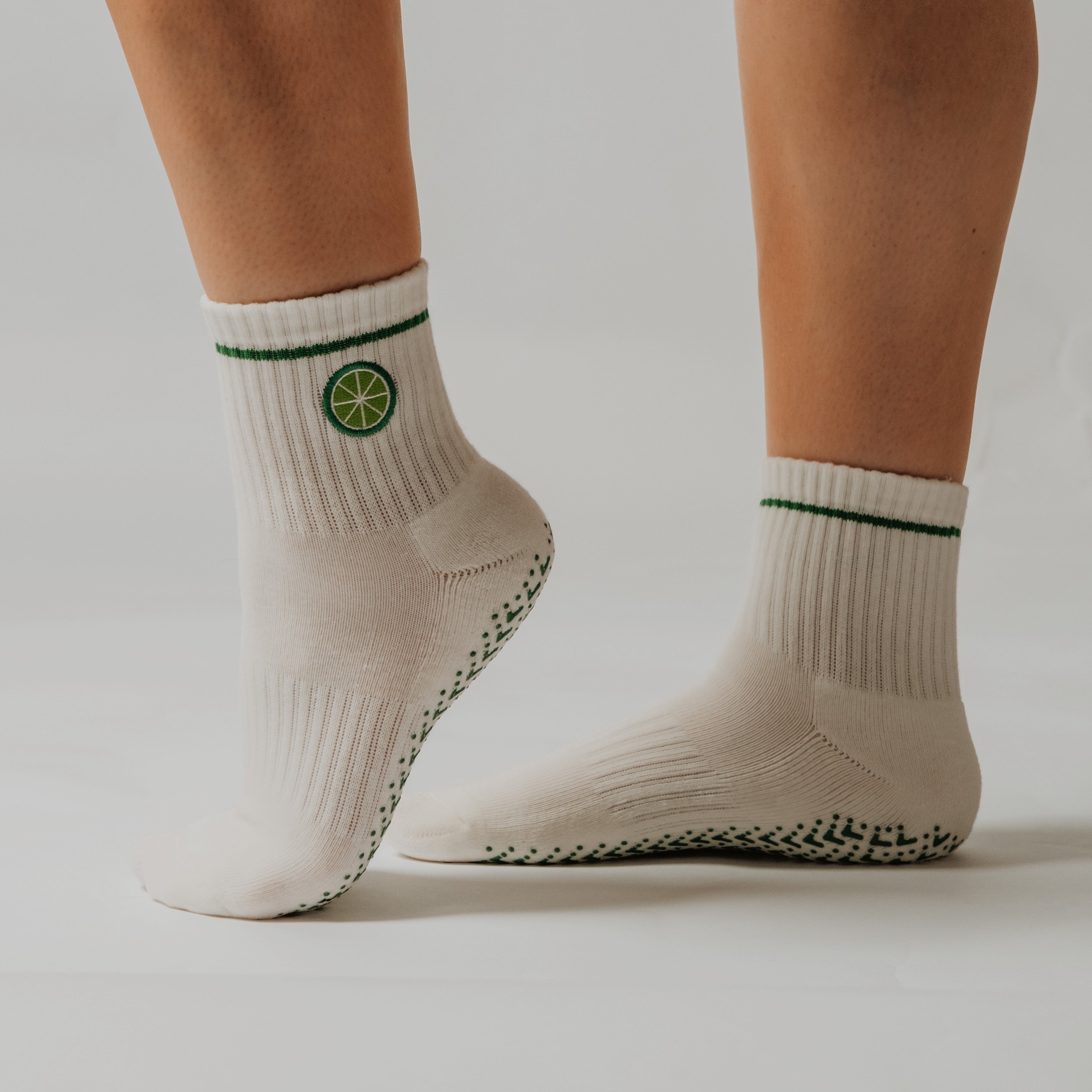 Key Lime Pie grip socks by PikeFit, non-slip socks for Pilates, barre and yoga