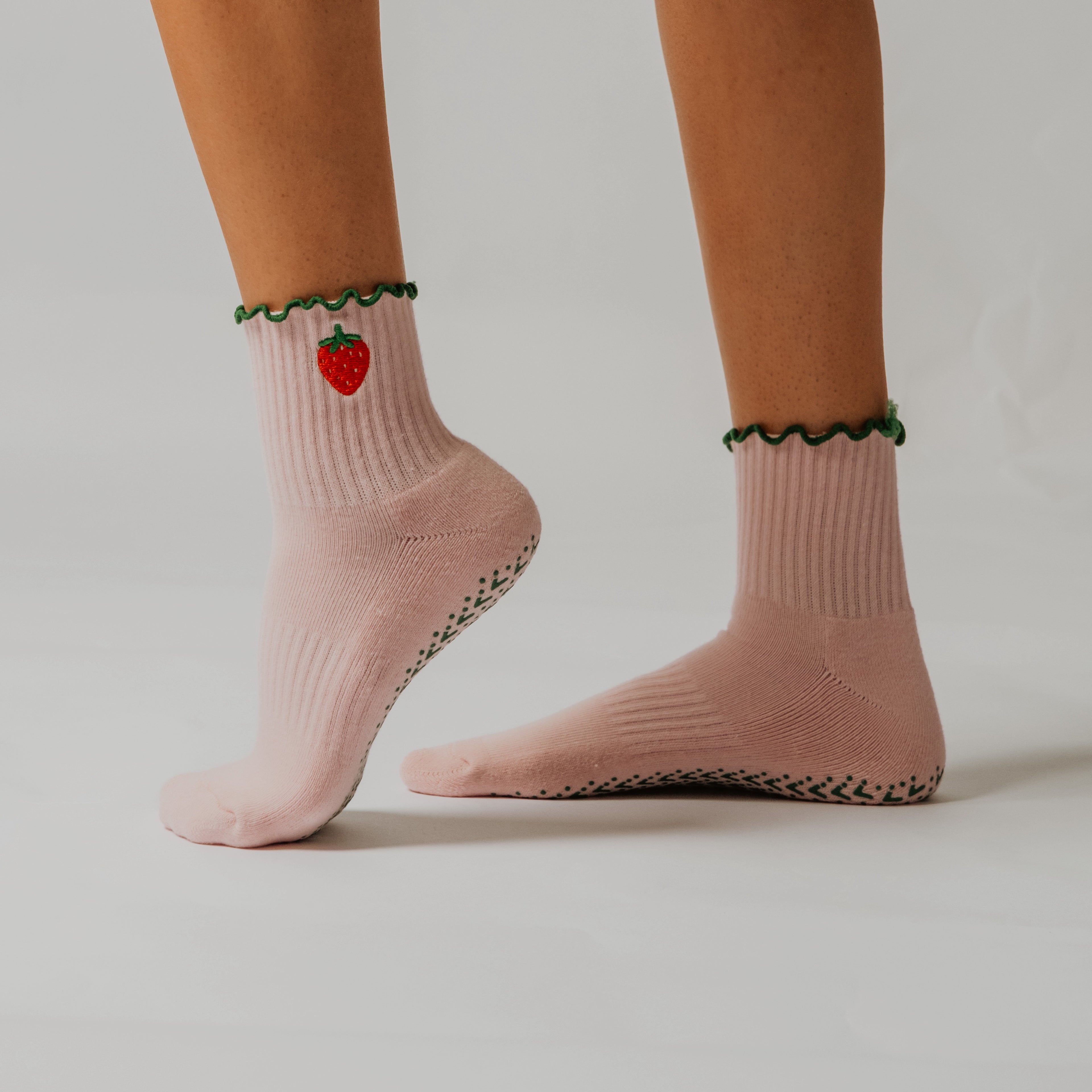 Strawberry Shortcake grip socks by PikeFit, non-slip socks for Pilates, barre and yoga