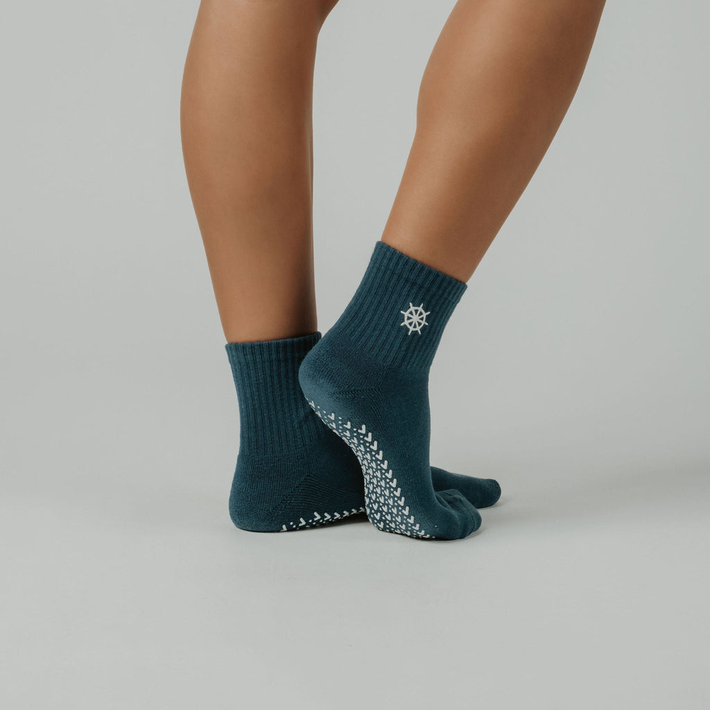 Captain Cozy nan cut grip socks in brights, dark/black tones — non-slip for Pilates, Barre & Yoga