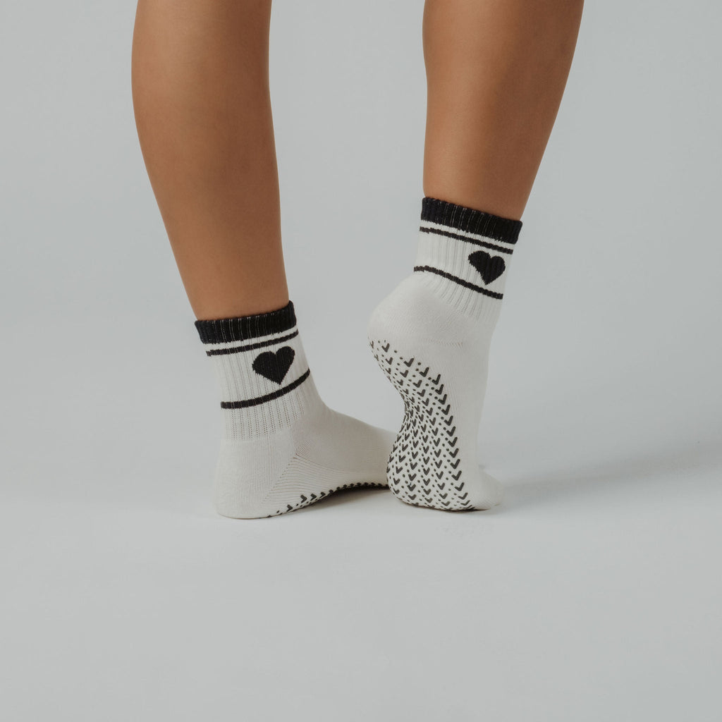 Cold Hearted nan cut grip socks in neutrals tones — non-slip for Pilates, Barre & Yoga
