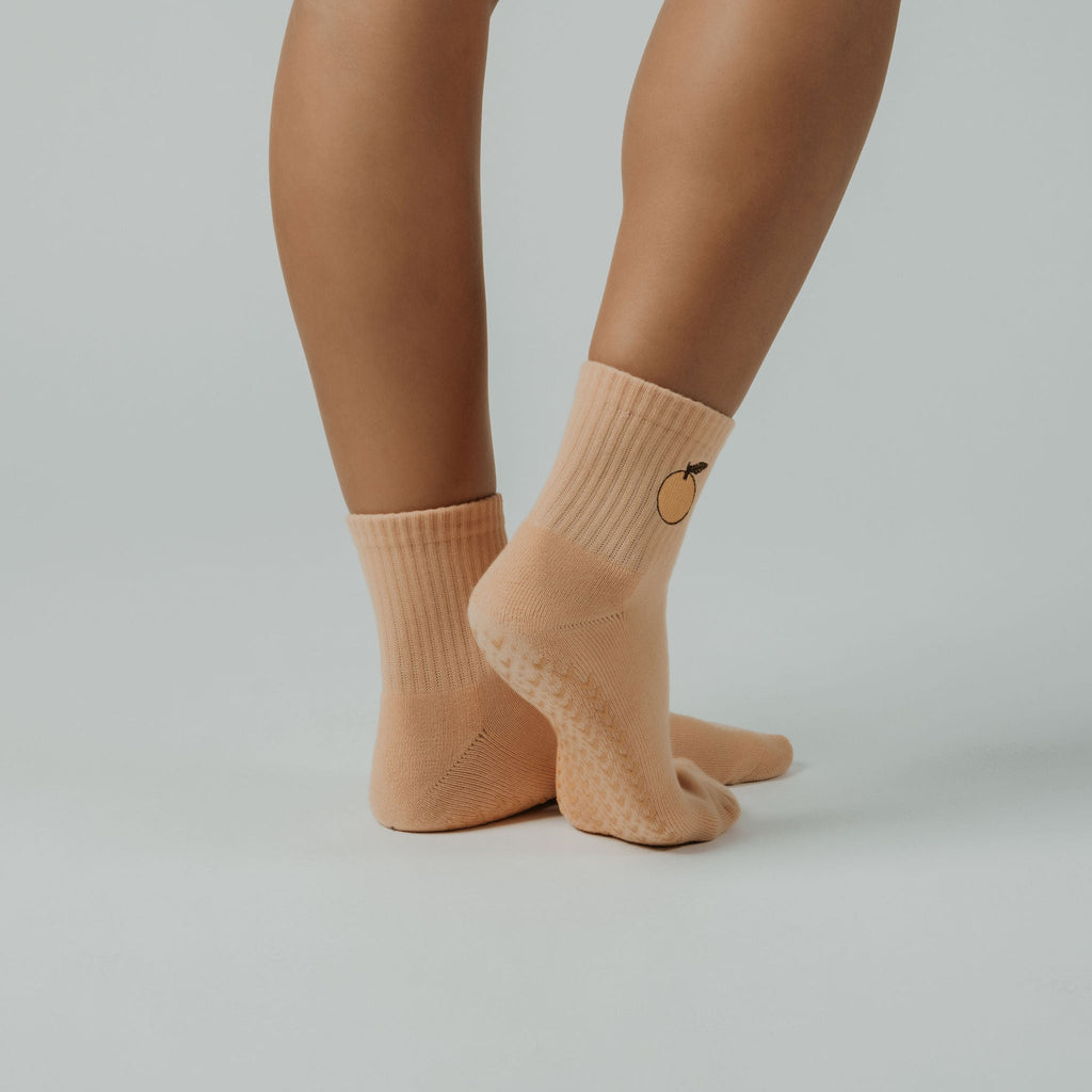 Hello Sushine  nan cut grip socks in neutrals, pastels tones — non-slip for Pilates, Barre & Yoga