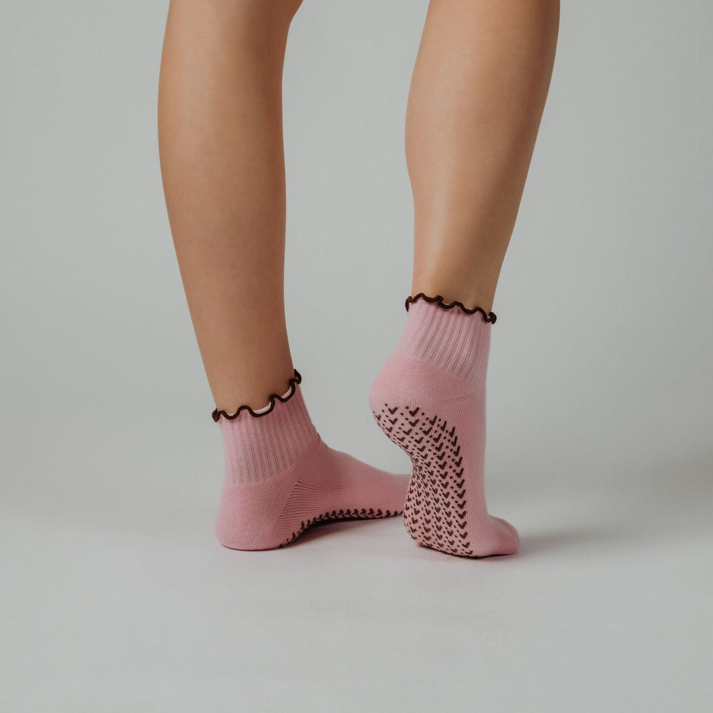 Pink Era nan cut grip socks in brights tones — non-slip for Pilates, Barre & Yoga