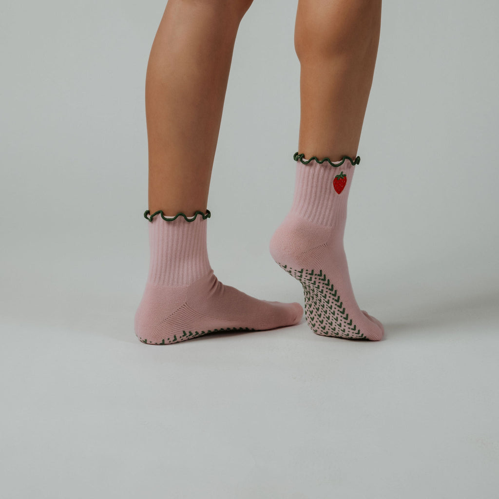 Strawberry Shortcake  nan cut grip socks in brights tones — non-slip for Pilates, Barre & Yoga